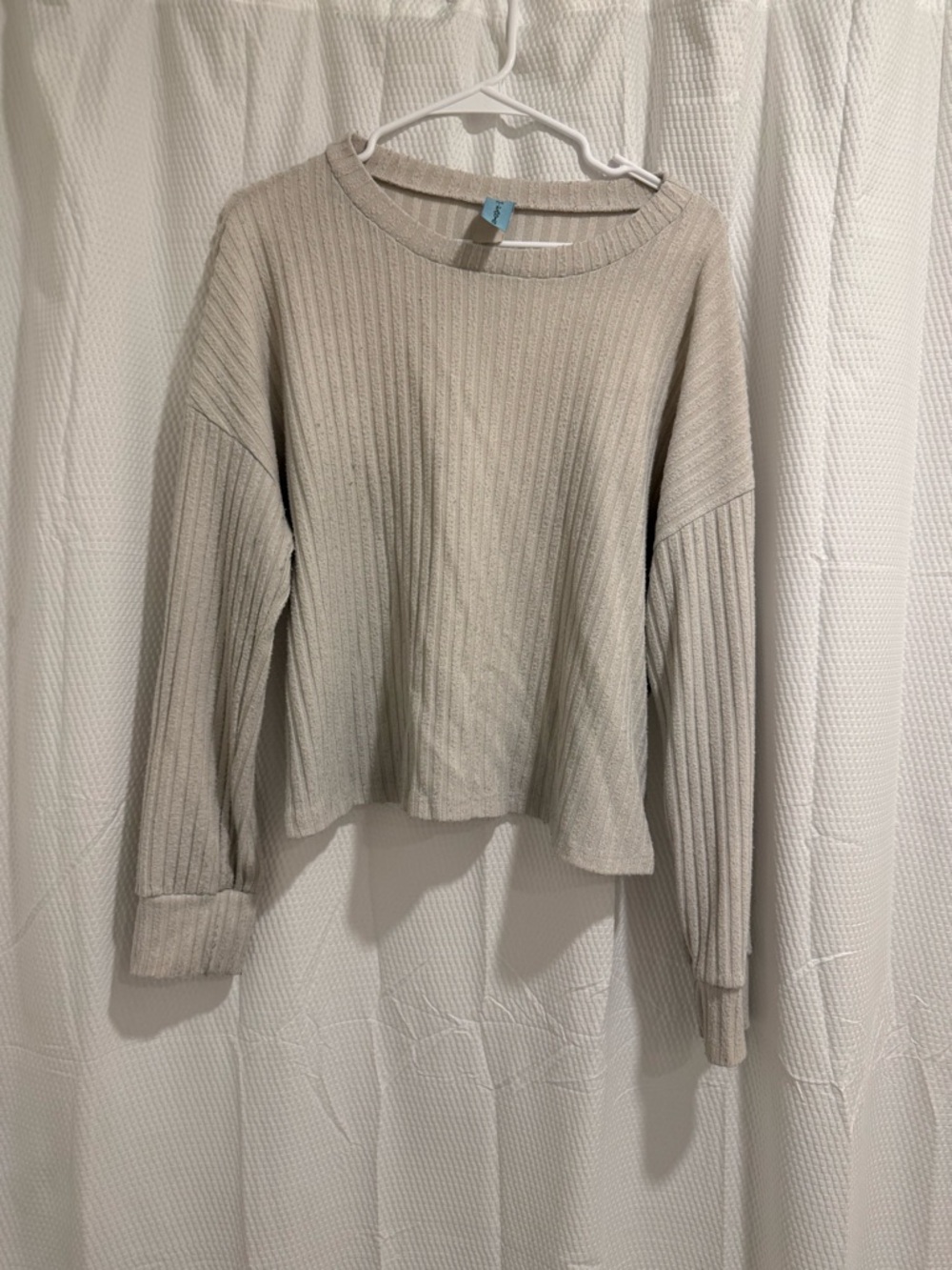 Light Beige Ribbed Crewneck Sweater - Unbranded